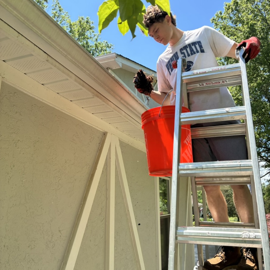 Ladder work — debris removal